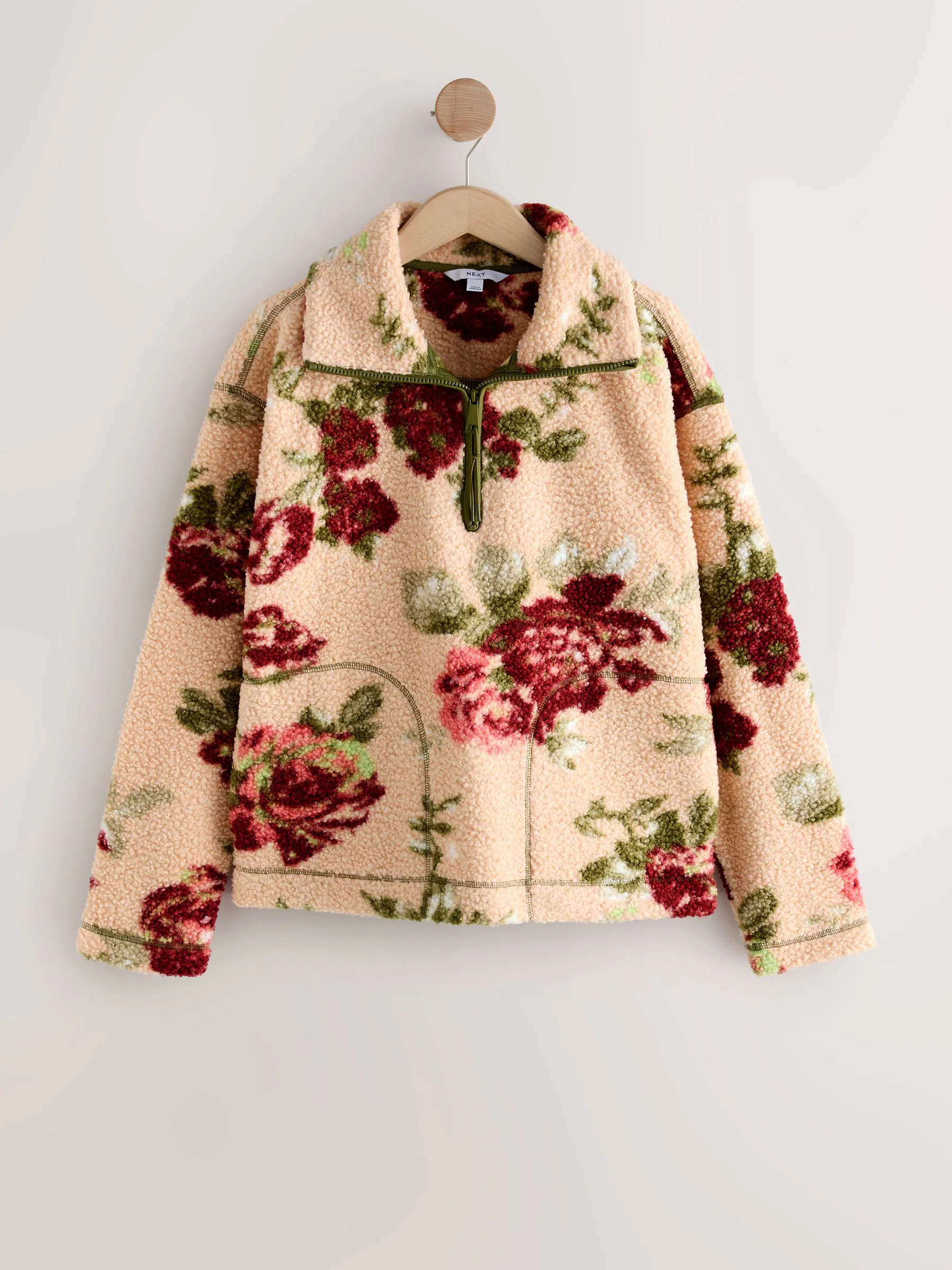 Roze met bloemenprint - Soft Touch Knusse Teddy Borg Kwartrondrits Fleece