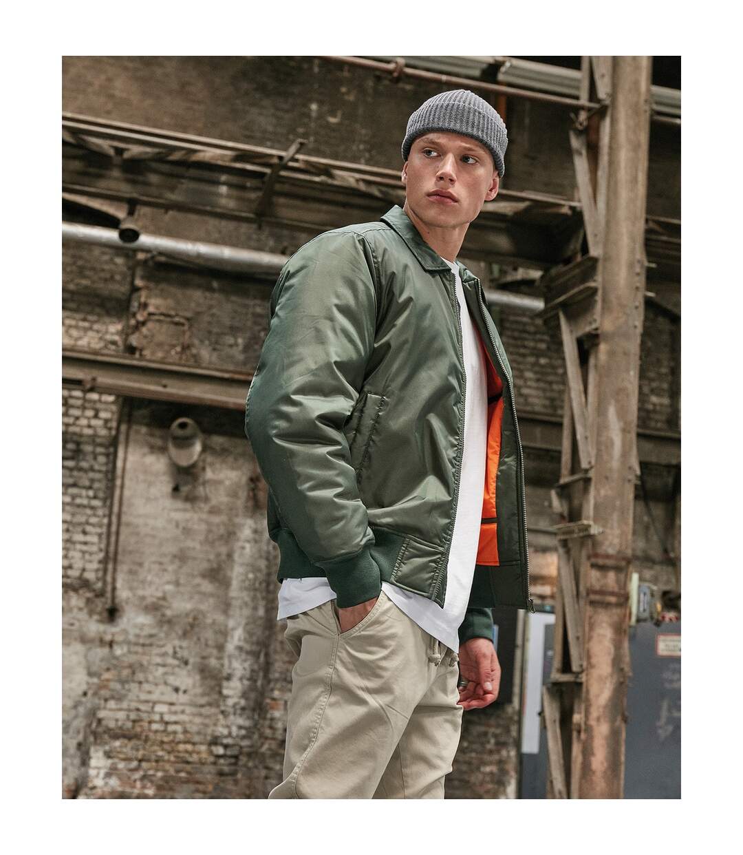 Build Your Brand - Blouson d'aviateur - Homme (Vert kaki foncé) - UTRW8109