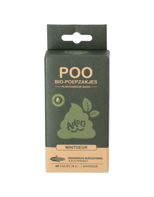Adori Poo Bio-Poepzakjes - Hondenpoepzakjes - 22x32 cm 4x15 Zakjes Mintgeur