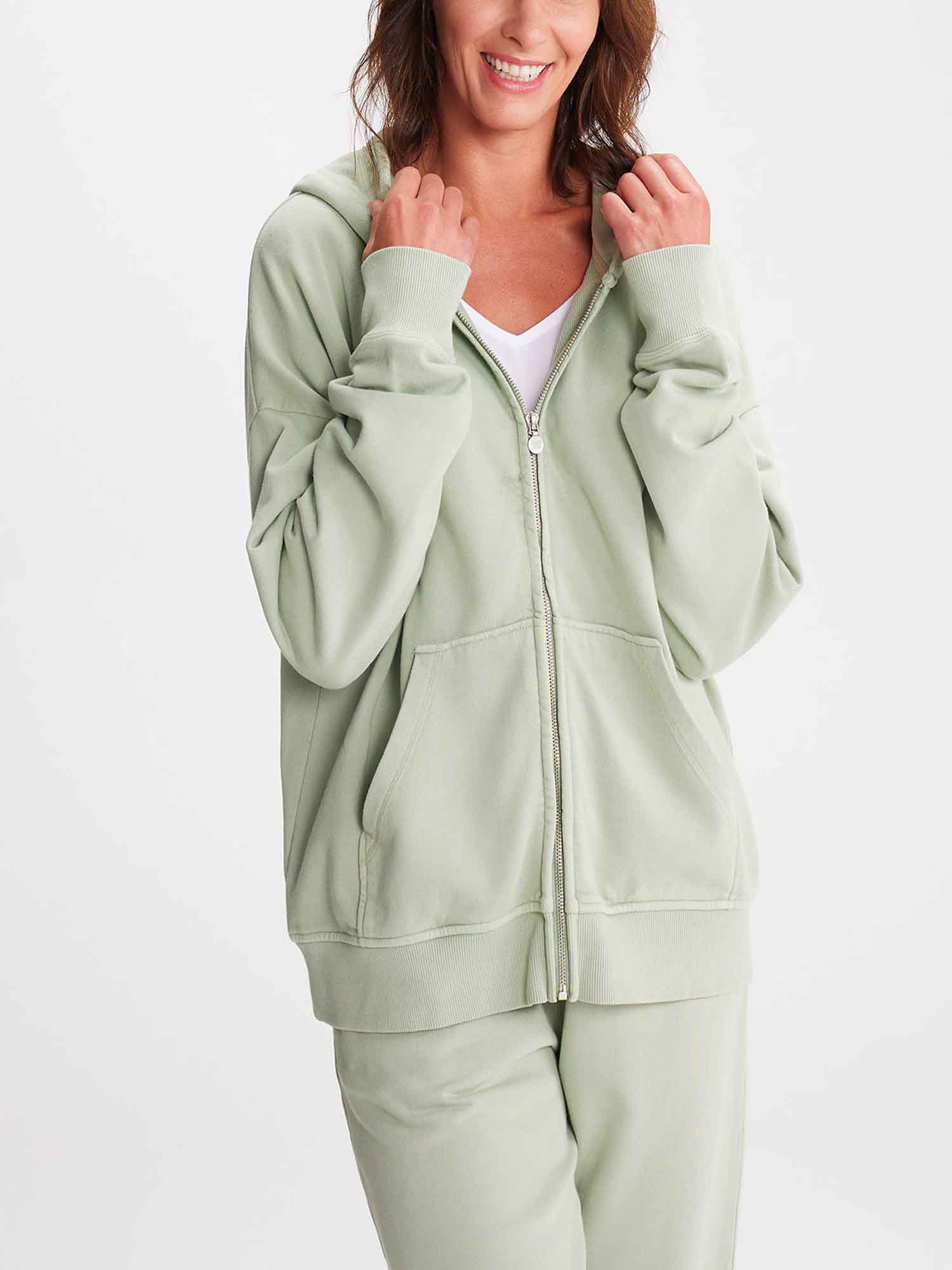 Gilet Zippé Femme Molletonné Vert