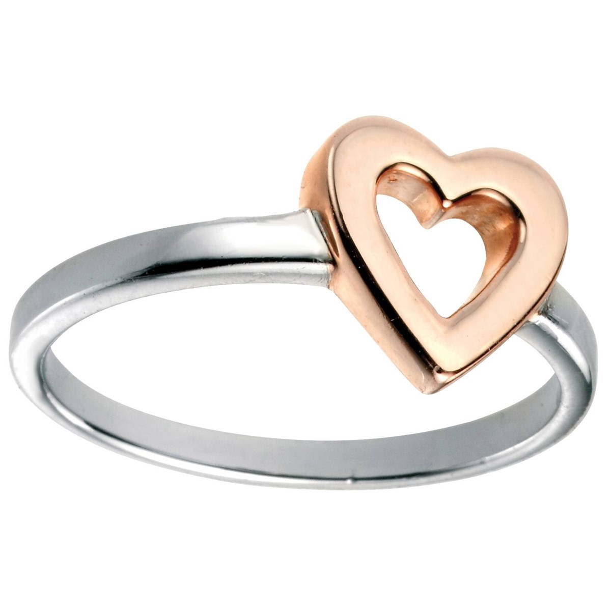 Bague coeur plaqué or rose en argent 925/1000