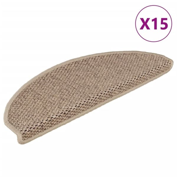vidaXL Selvklebende trappematter sisal-utseende 15 stk 65x21x4 cm sand