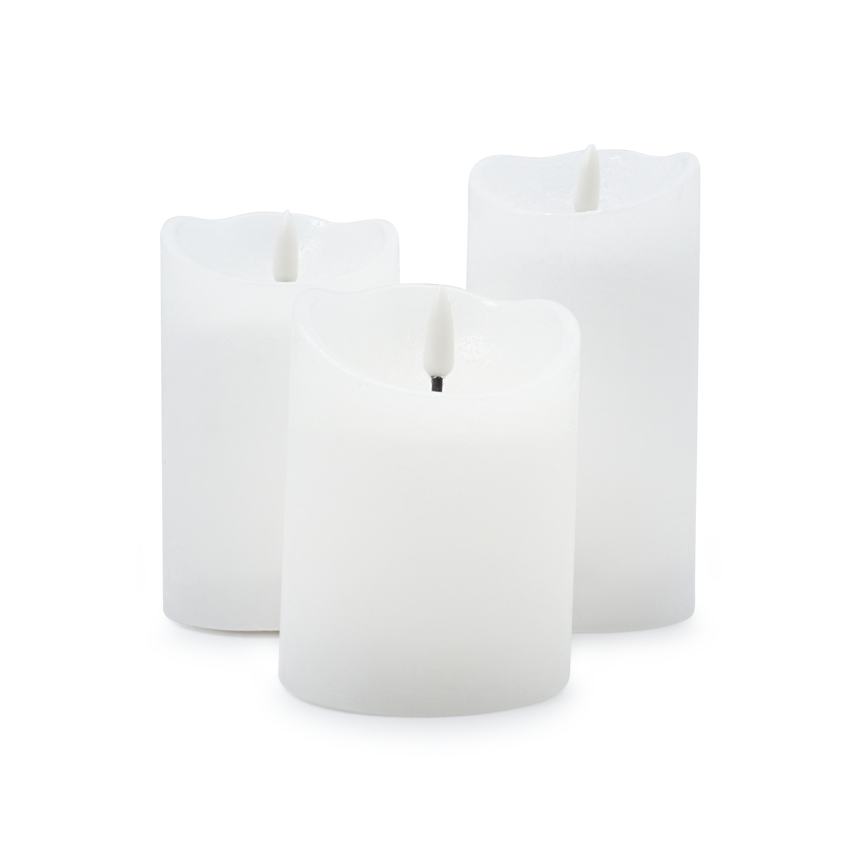 (10cm) Echtwachs LED Pillar Kerze Home Deko Stimmungsleuchte Flamme Rustic (12.061-13) - Weiss