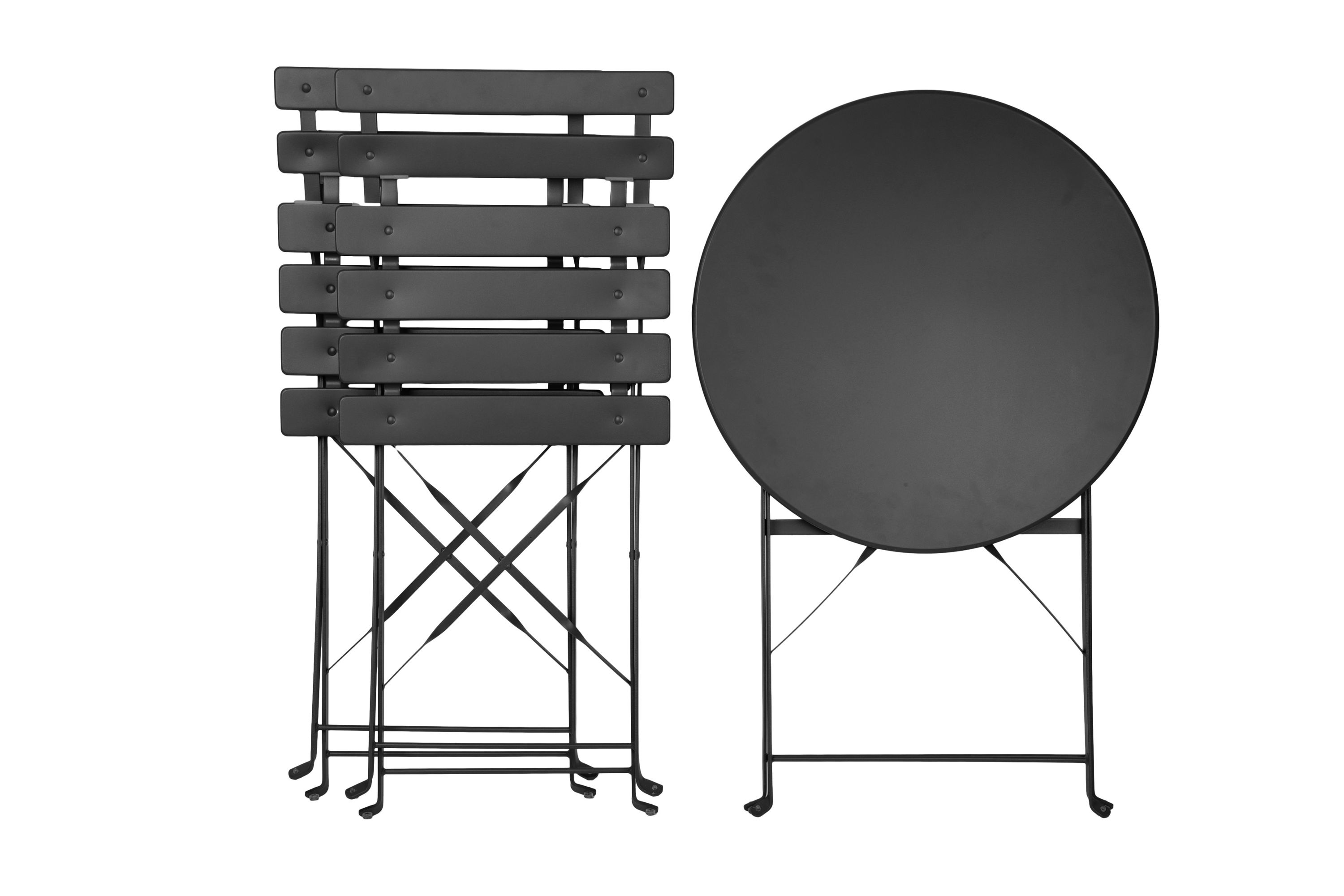 Albatros Bistroset 3-teilig Schwarz – Bistrotisch mit 2 Stühlen – klappbare Stühle und Tisch aus robustem Metall – optimal als Balkonmöbel Set oder Gartenmöbel in modernem Design