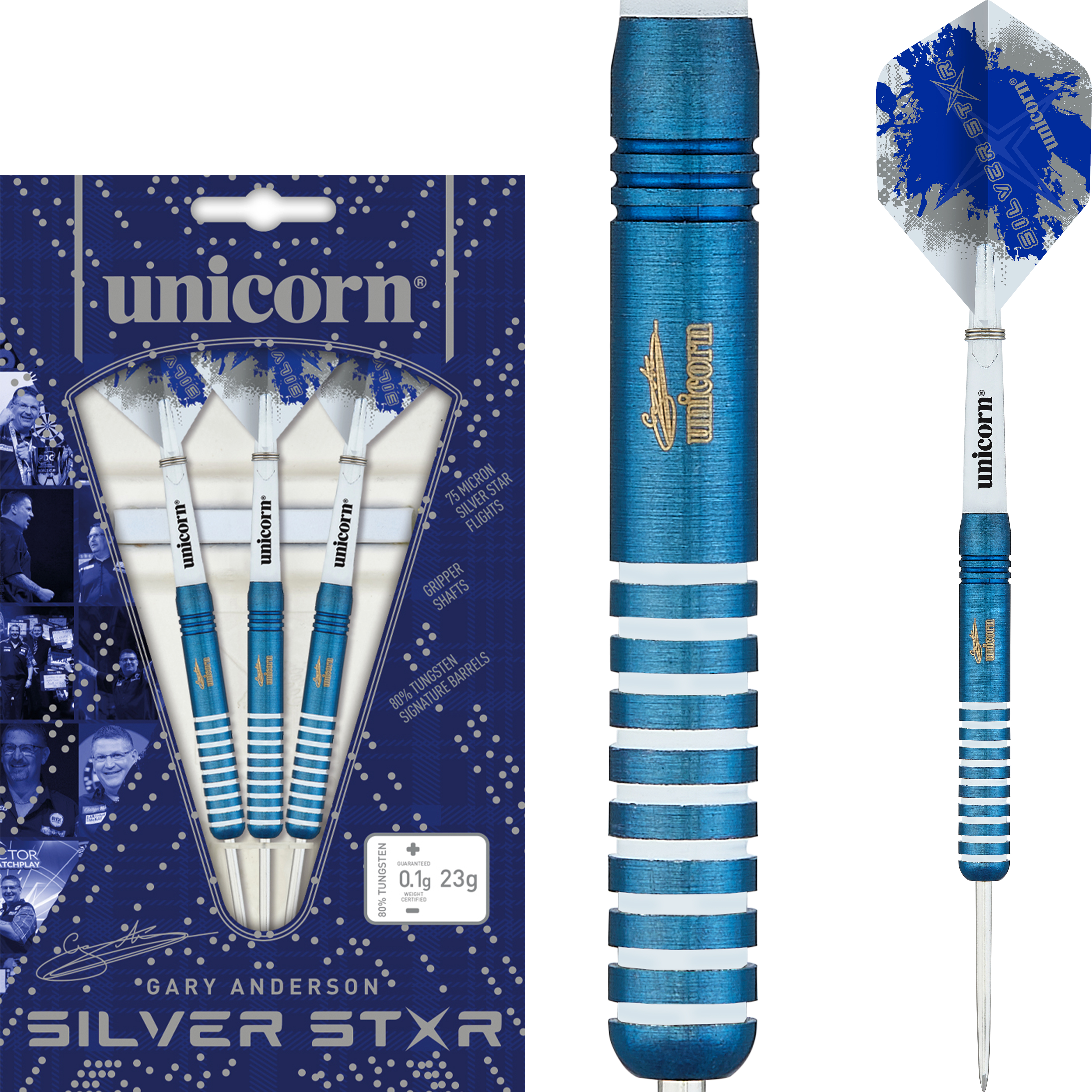Unicorn - Gary Anderson Blue Silverstar - Steeldart