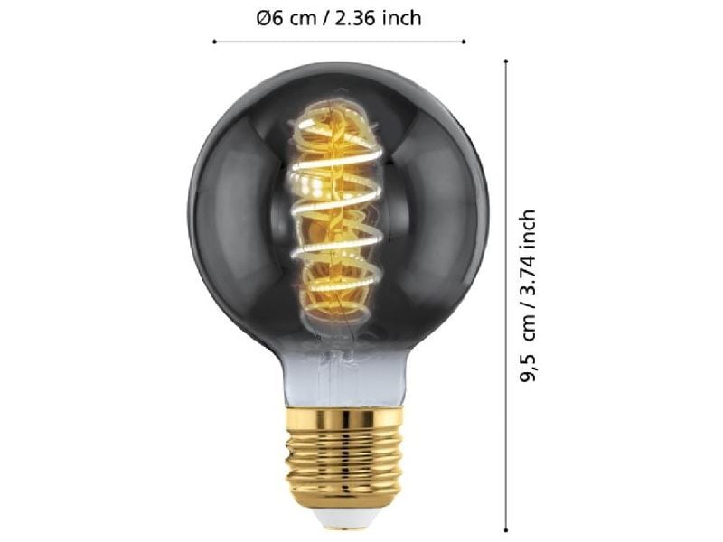 EGLO Leuchten Lampe 4 W E27 Warmweiss Deko-Leuchtmittel aus bedampftem Glas