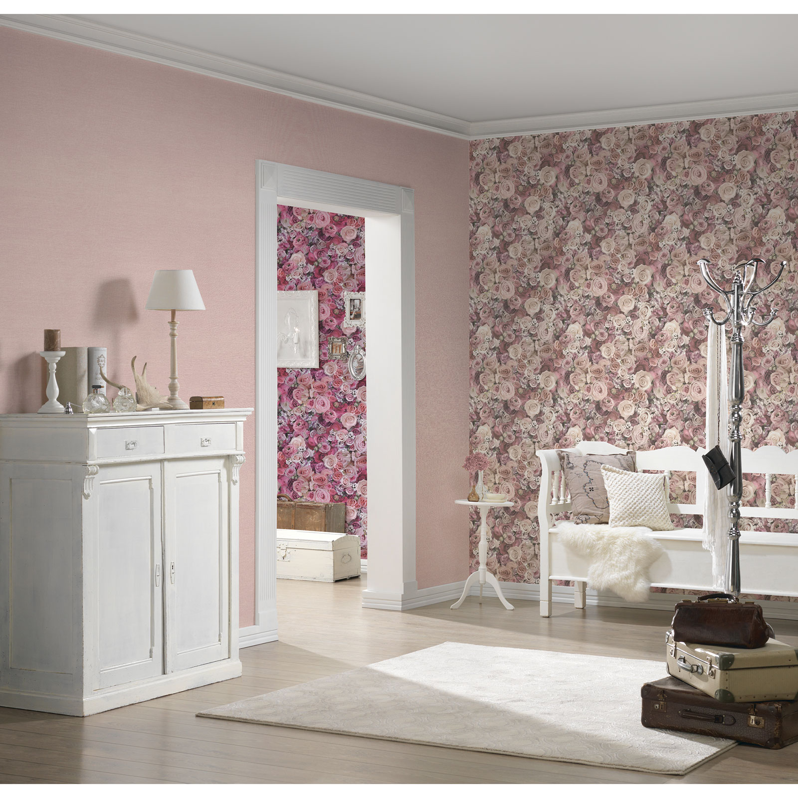 Vliestapete - rosa - floral - 10 Meter