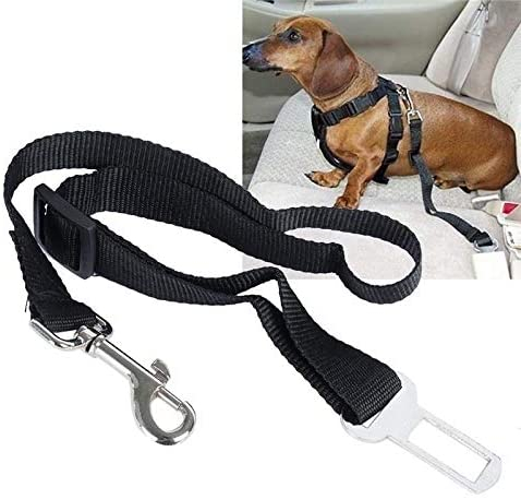 (3er Set) 40-70cm Auto Hunde Leine Sicherheits Anschnallgurt Verstellbar - Schwarz
