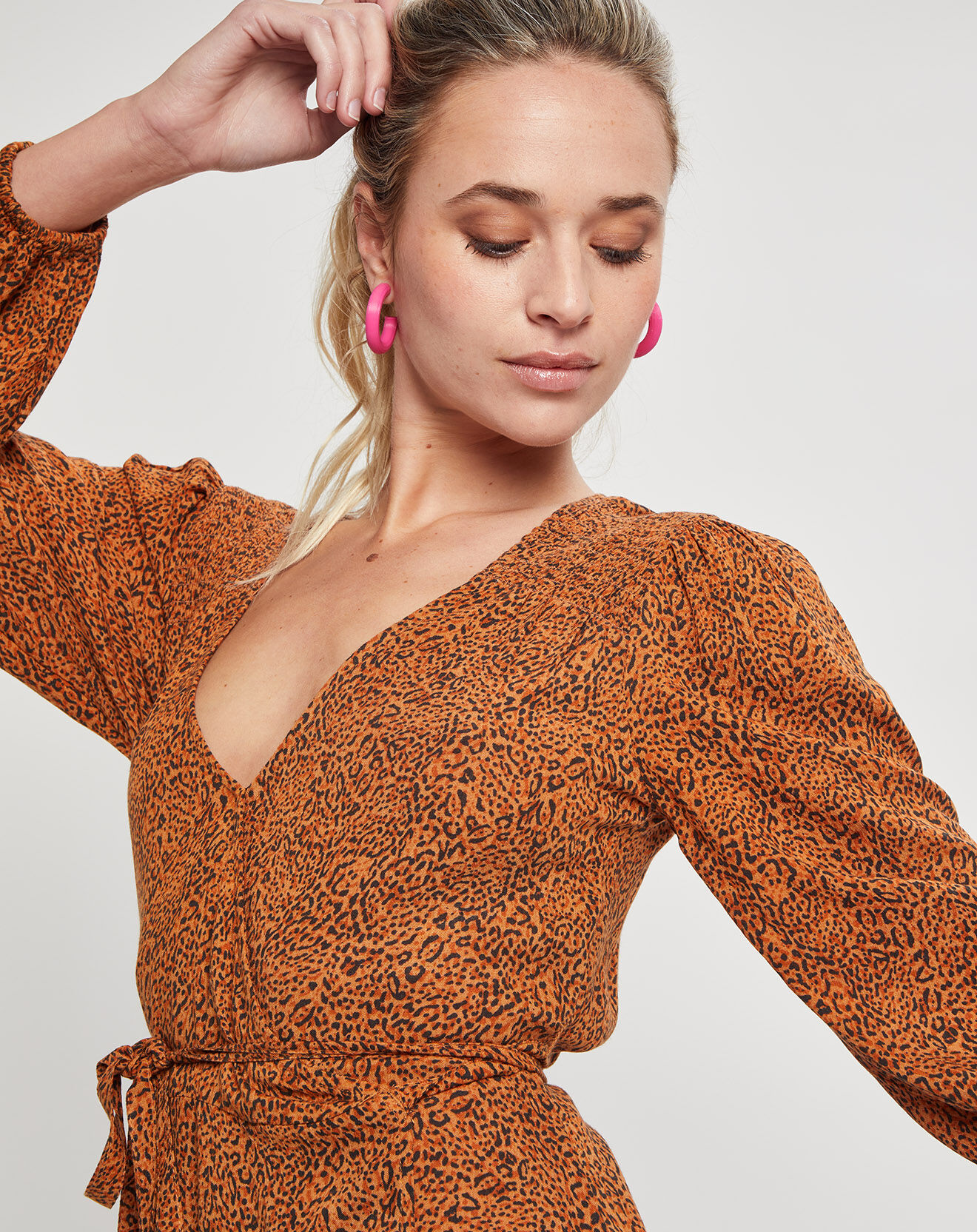 Billabong Robe Mini Spring Romance à imprimé léopard marron