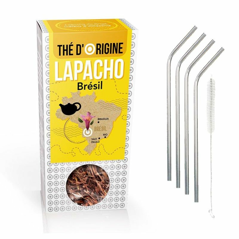 Thé d'origine en vrac lapacho du brésil 70 g + 4 pailles en inox