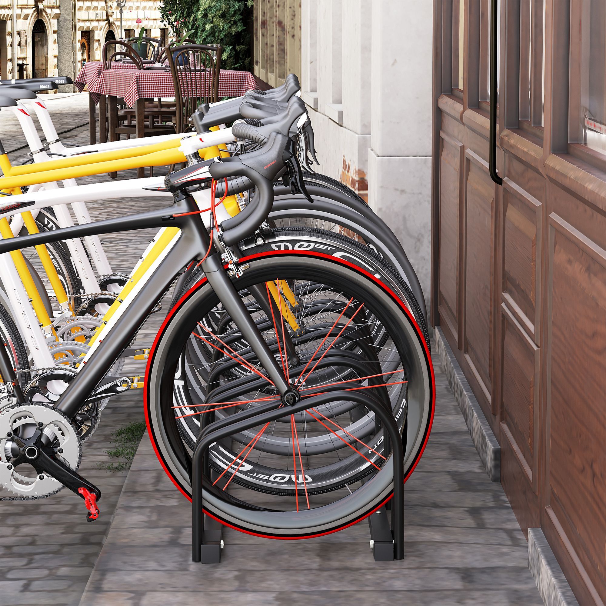 HOMCOM Fahrradhalter mit 6 Halterungen schwarz 179L x 33B x 27H cm