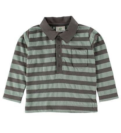 En Fant Polo Bluse - Mint/Gr?stribet m. Lomme