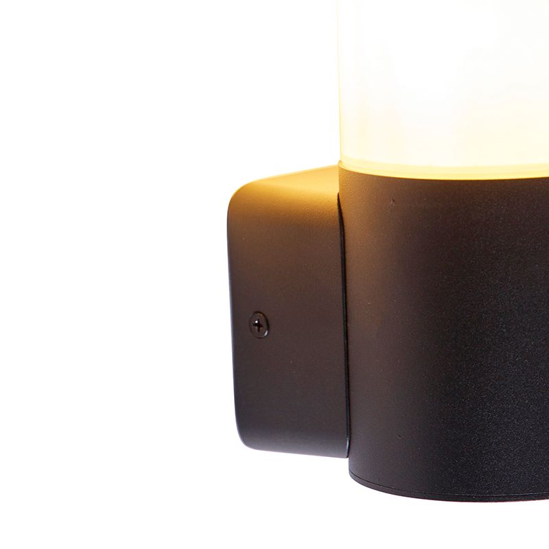 Moderne buiten wandlamp zwart met opaal kap IP44 - Odense