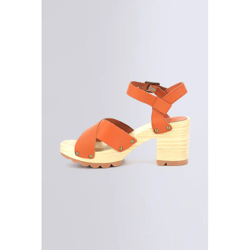 KICK WISE ORANGE BRIQUE SANDALES Cuir Femme