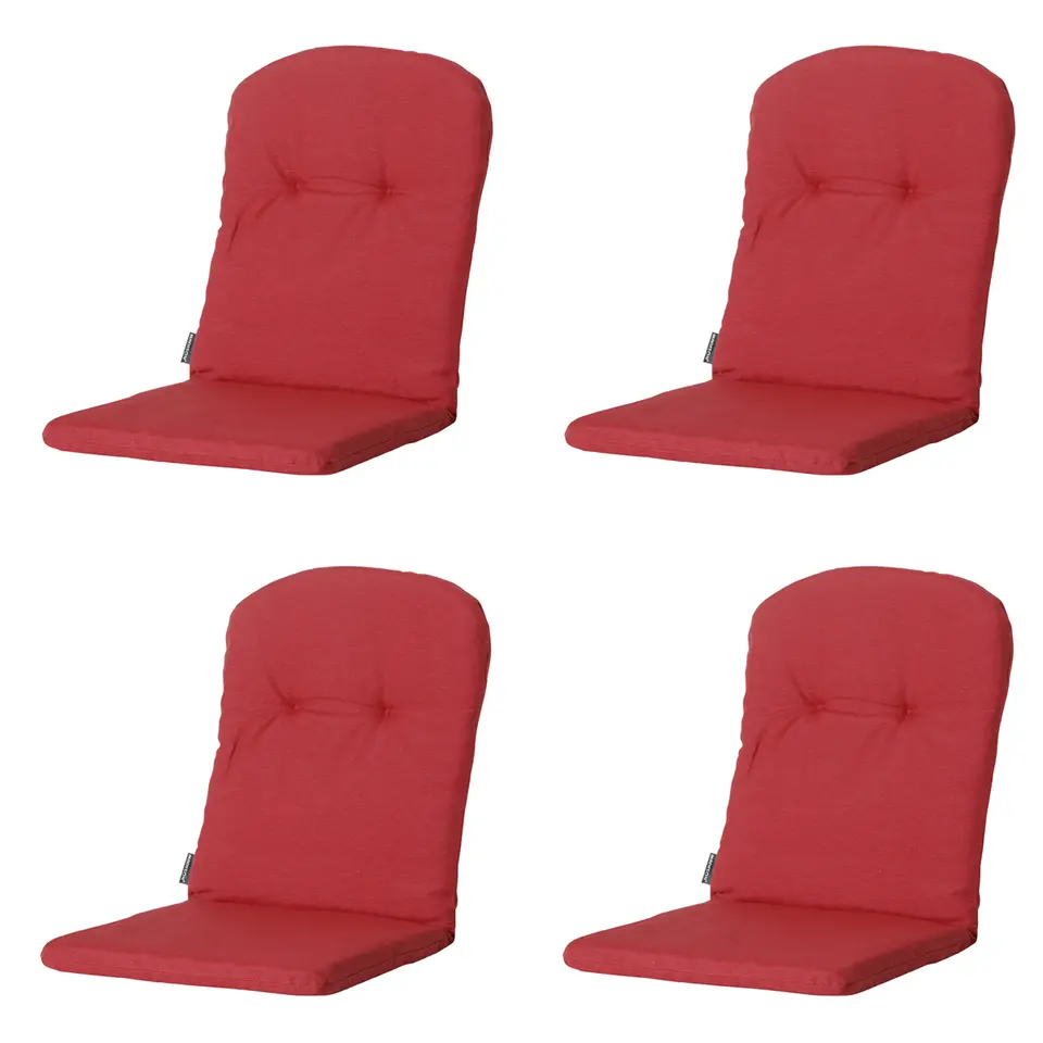 Madison - Kuipstoelkussen Hoge Rug Panama brick red - Ca. 96x45 cm - Set van 4