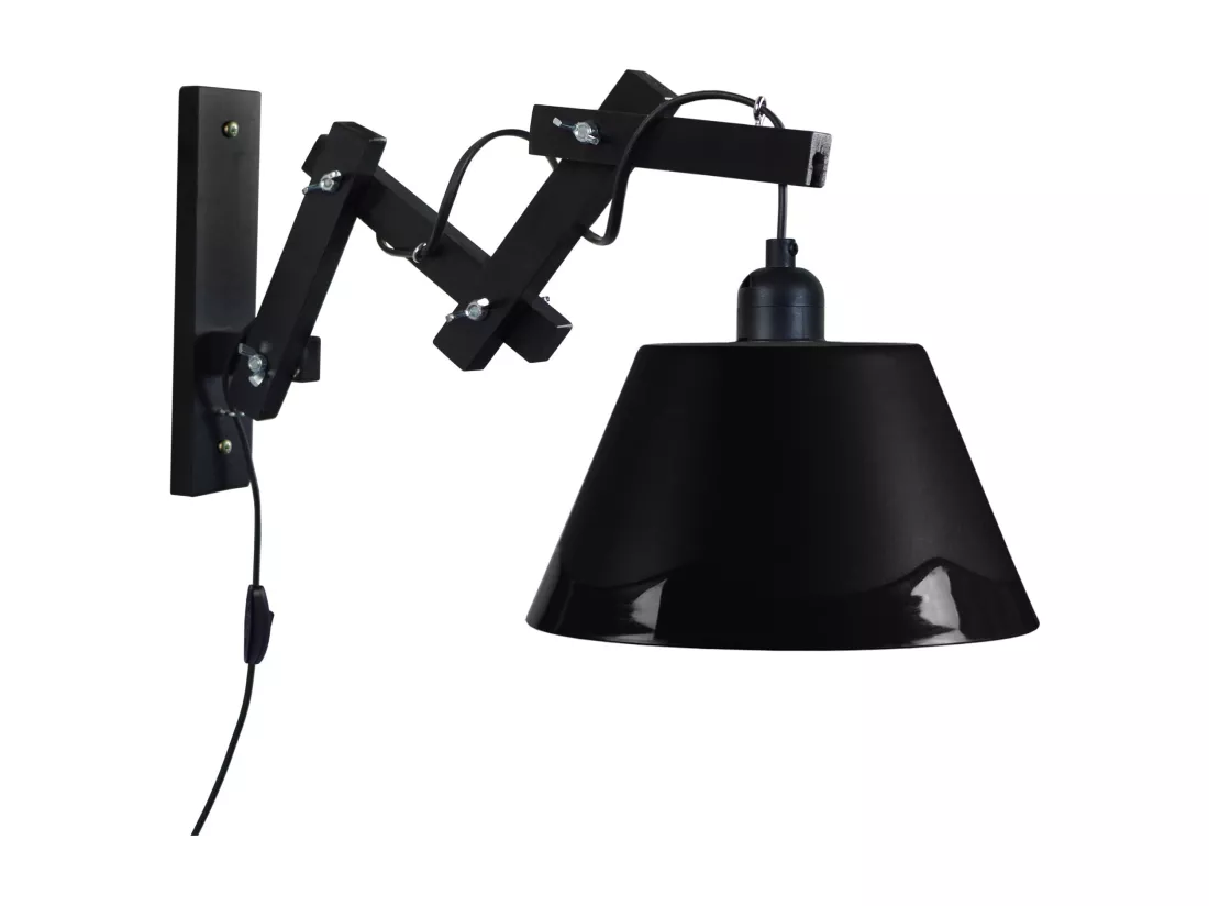 Applique abajournoir, bois noir articulé 55cm.