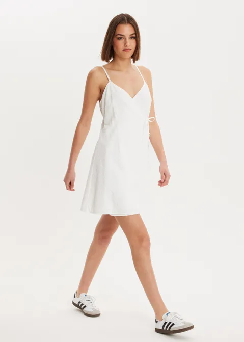 Broderie jurk met strikjes wit (WIT)