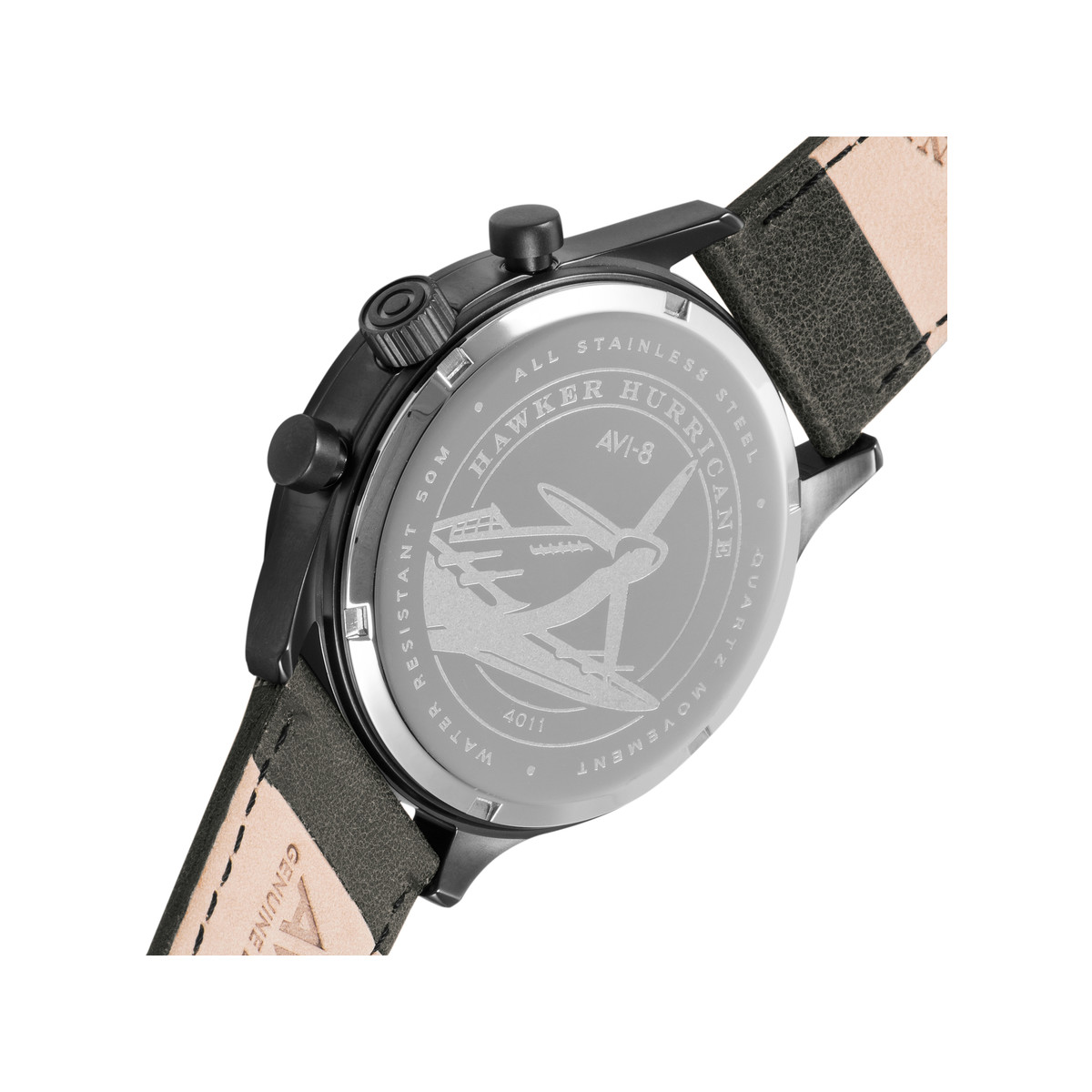 Montre AVI 8 Hawker Hurricane homme acier bracelet cuir gris