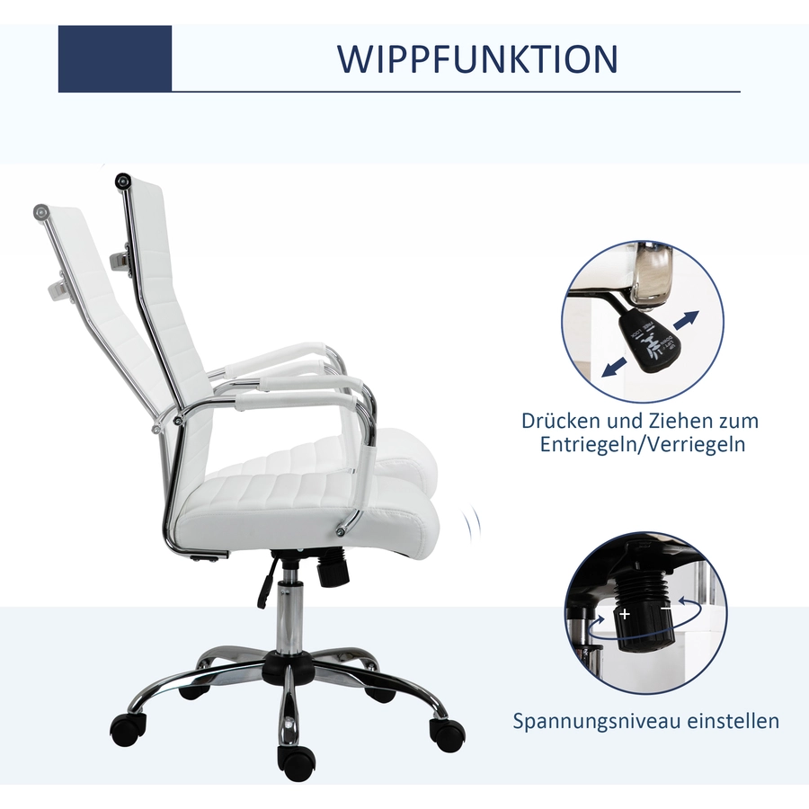 Vinsetto Bürostuhl mit Wippfunktion weiß