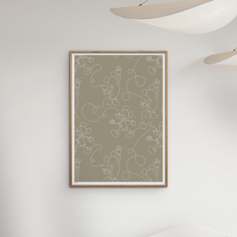 Køb Poster & Frame Disney - Green & White Mickey Outline