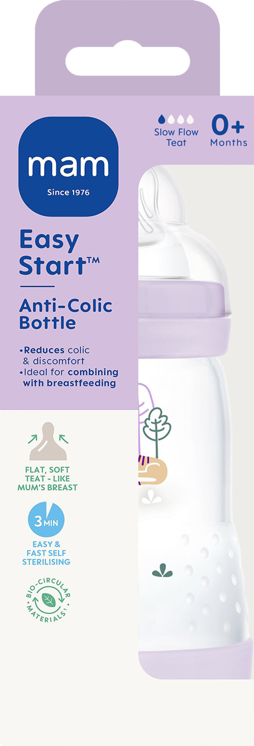 Mam tåteflaske 0  mnd anti-kolikk 260ml 1 stk