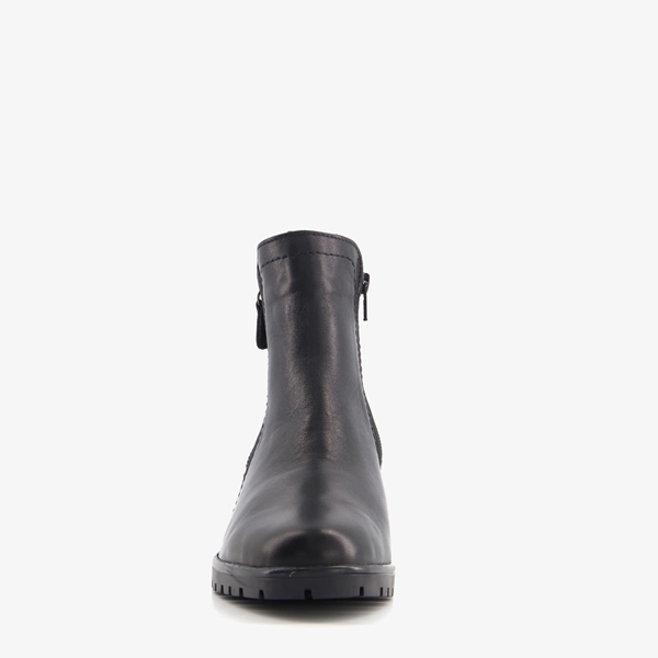 Hush Puppies leren dames enkellaarsjes hak zwart