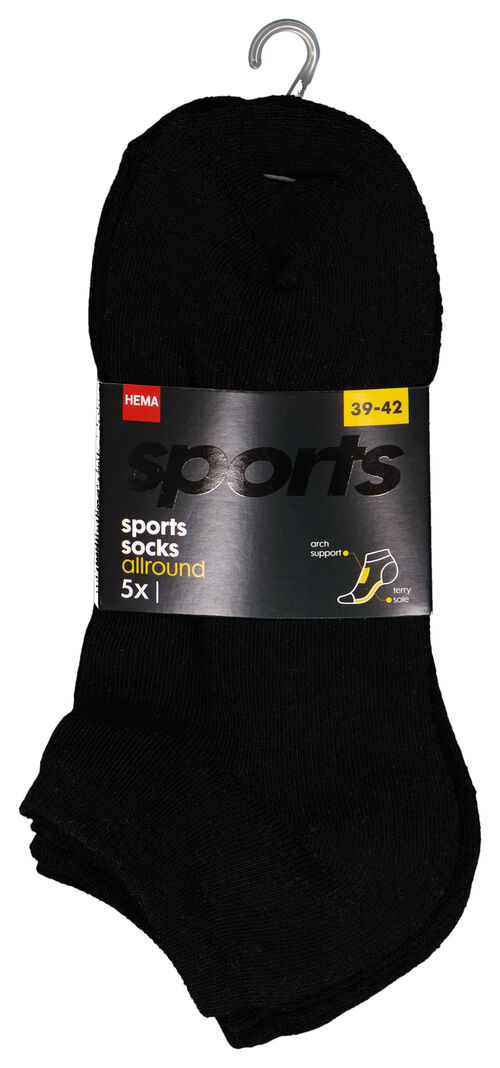 5 paires de socquettes homme sport noir
