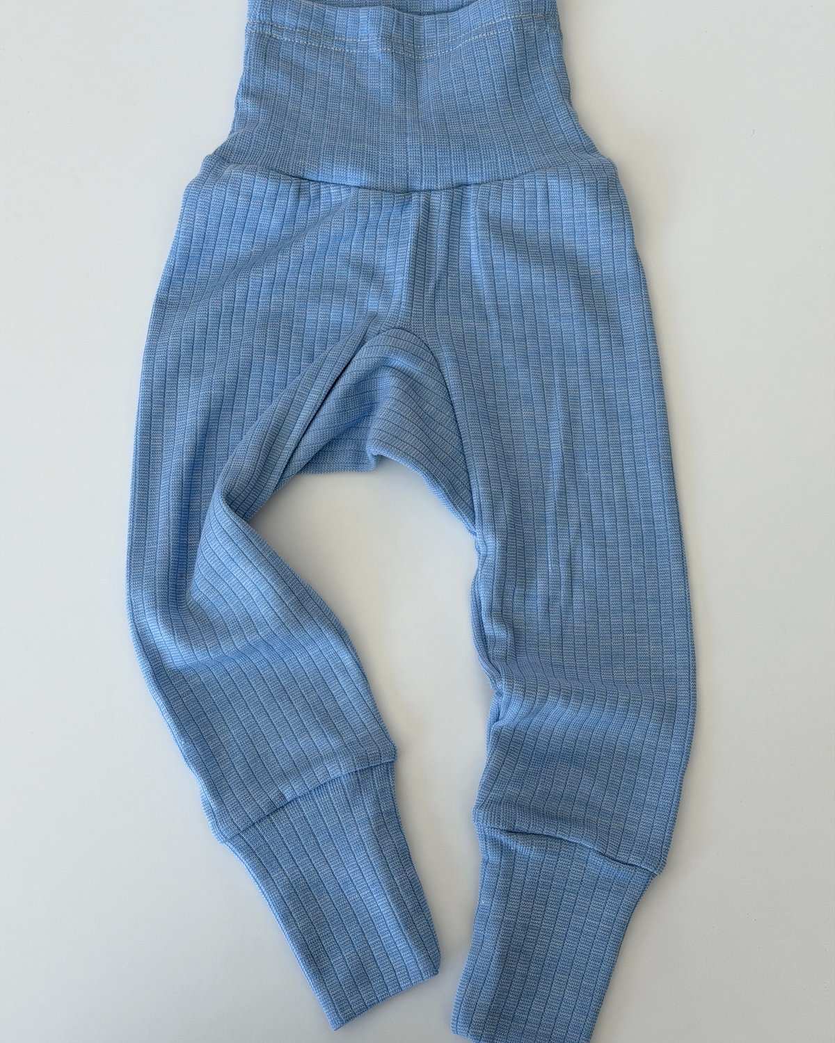 Bukse Rib m/ høyt liv – 45% Bomull, 35% Merino, 20% Silke – Ubehandlet Ull