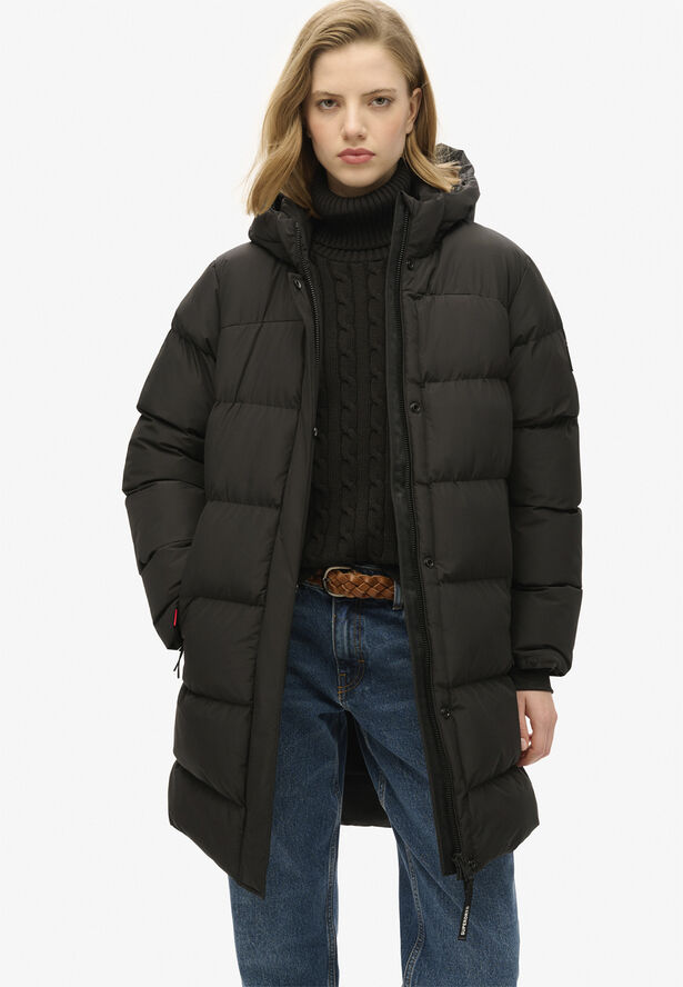 Superdry HOODED SPORTS PUFFER MID JKT Black