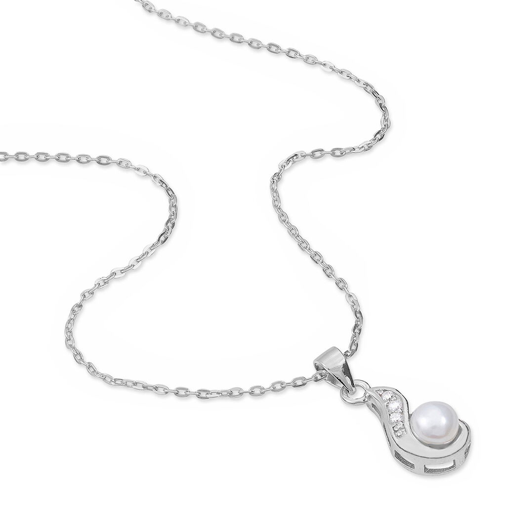 Collier Mellie Argent Blanc Perle De Culture Et Oxyde De Zirconium