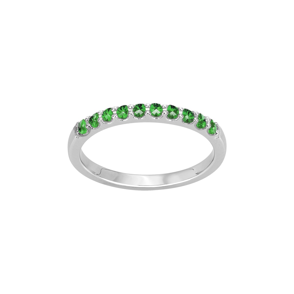 Bague en Argent avec oxyde de zirconium vert emeraude