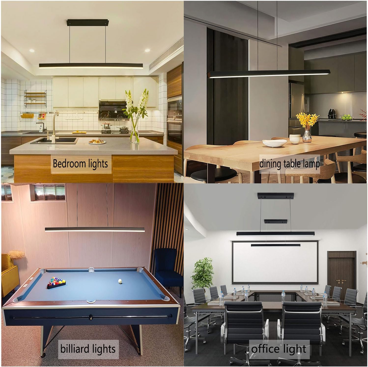 SENFAY 120cm LED Hängelampe esstisch Dimmbar, Pendelleuchte Schwarz mit Fernbedienung, 48W Moderne Linear design Hängeleuchte, Esstischlampe hängend Höhenverstellbar für Esszimmer Küche büro