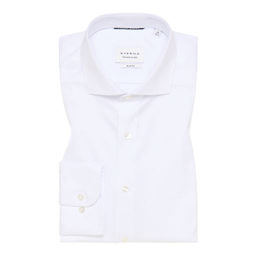 Eterna Langærmet Slim Fit Skjorte, Hvid, 44