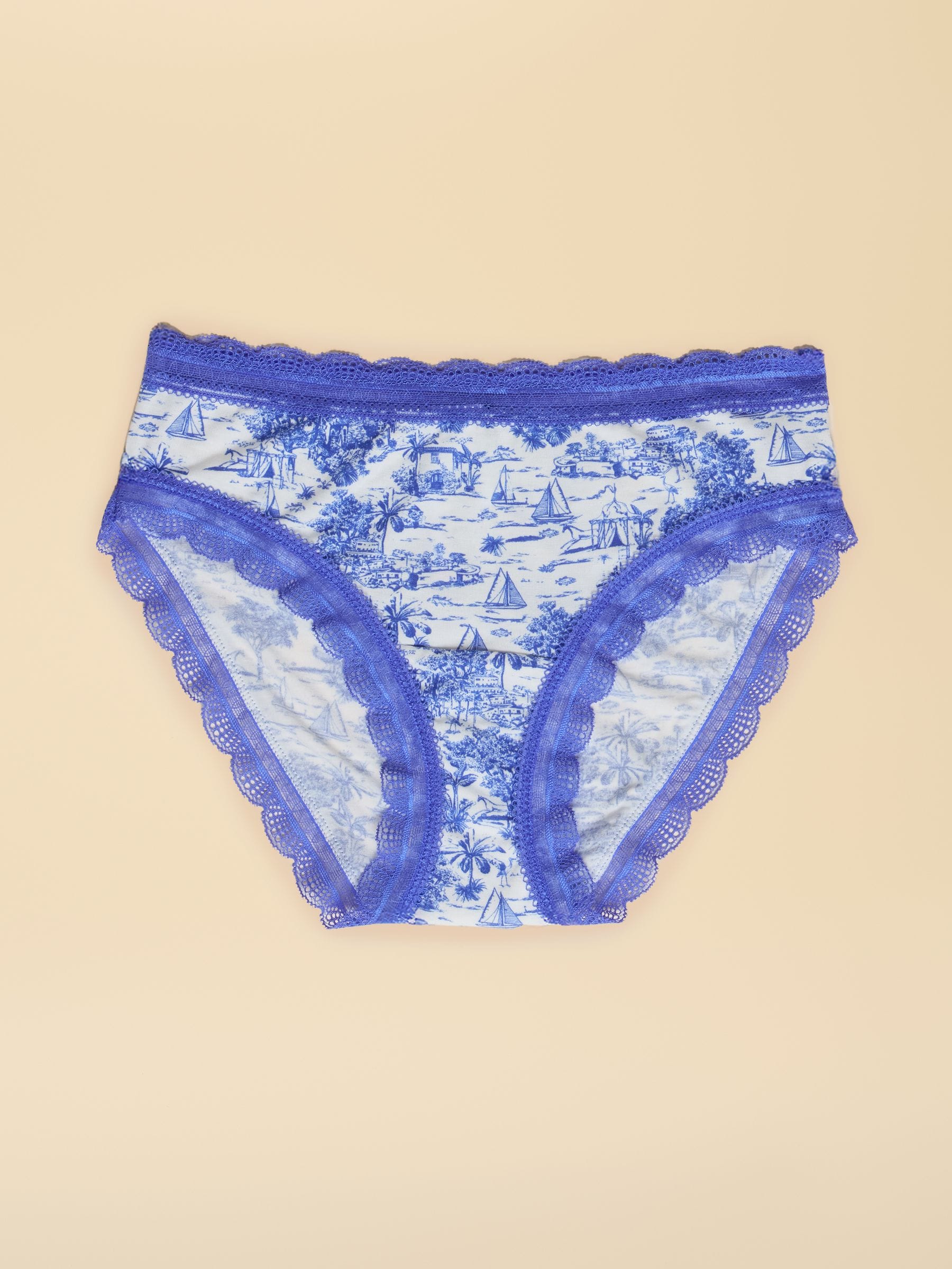 Blue & Red Riviera Toile/Stripe - Joules Knickers 3 Pack