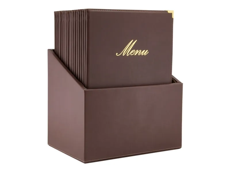 Securit® A4 CLASSIC 20 menuomslag bokssæt i brun