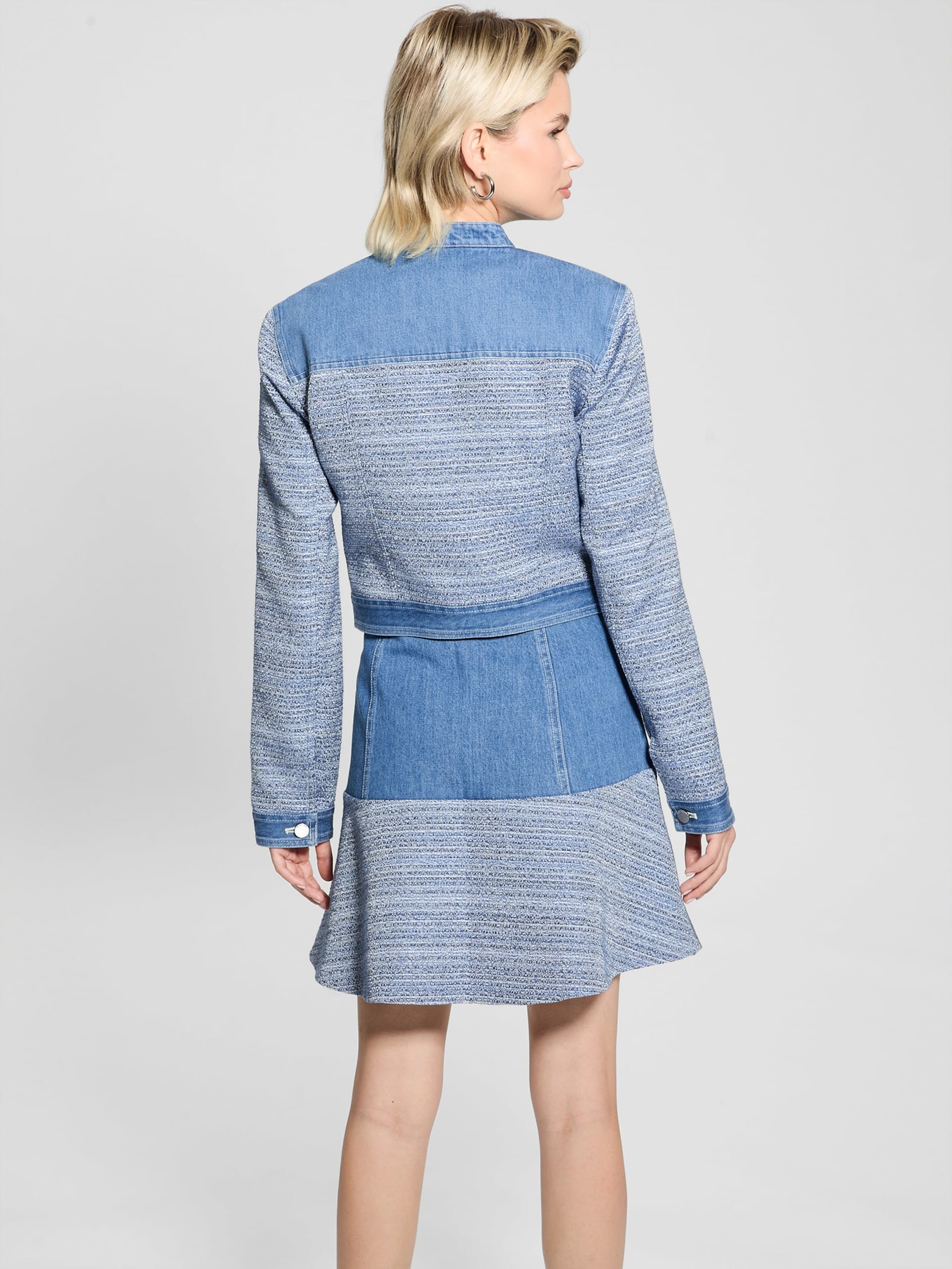 Jaqueta Elsie de tweed e jeans