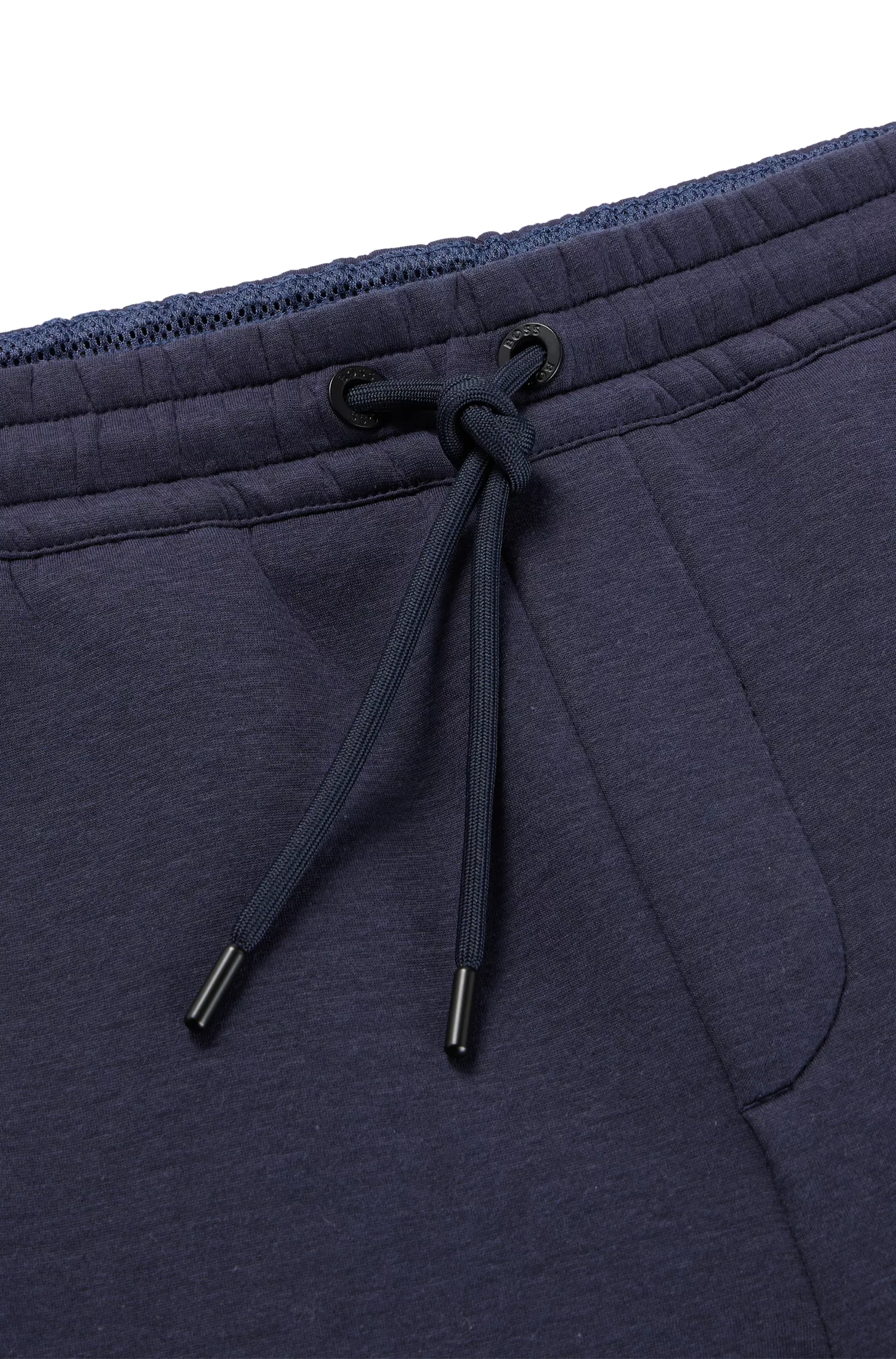 Calça de fato de treino BOSS em mistura de algodão preto com detalhes em tom sobre tom.