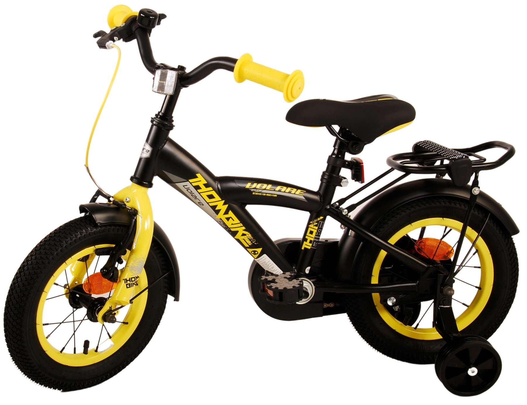 TPFSports Thombike Kinderfahrrad - Jungen - 12 Zoll - Rücktritt + Handbremse - Schwarz/Gelb