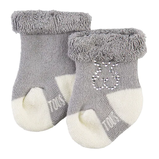 Conjunto de meias Oso com strass, cinza, estilo Sweet Socks
