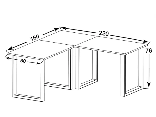 Bureau d'angle Lona 80 U Alu Blanc