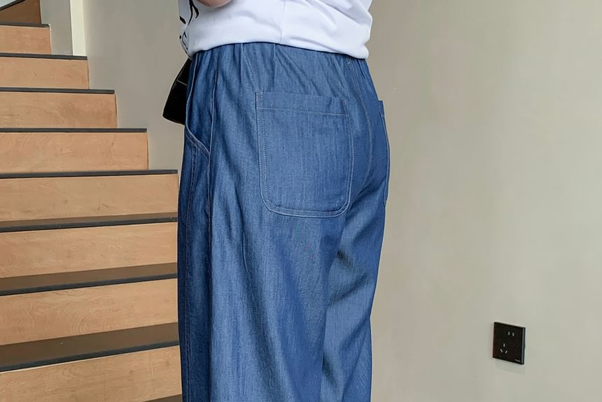 Tripoly - Hoge taille effen wijde broek