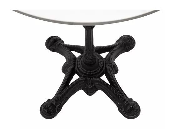 Table bistrot ronde en pierre minérale et métal noir L60 cm CONTY