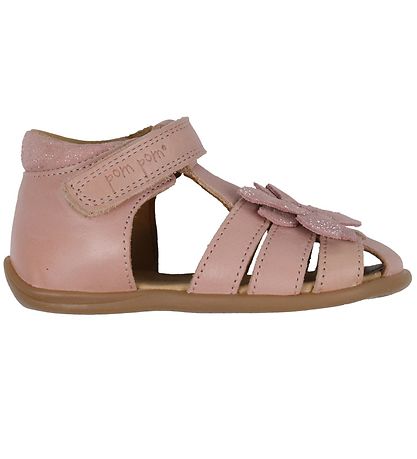 Pom Pom Sandalen - Vorspeisen Flower Klettband - Rose