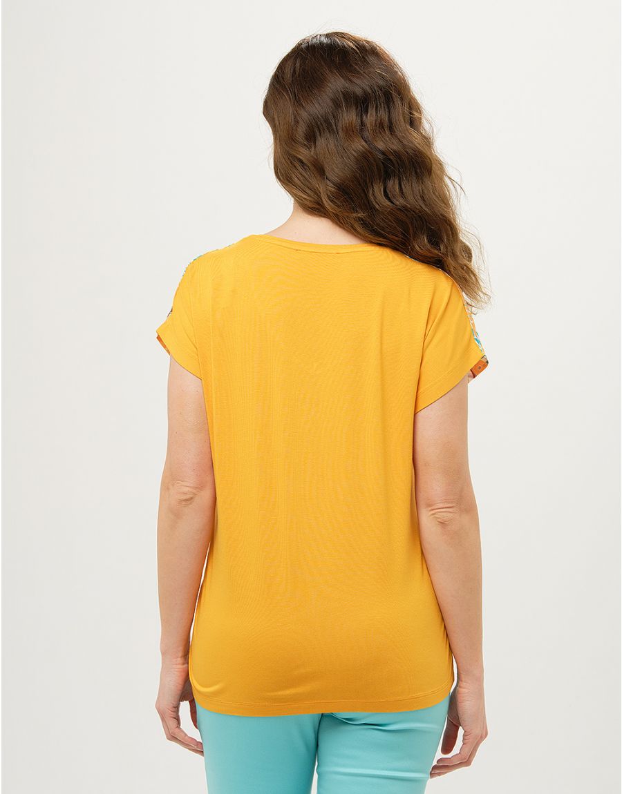 Top jaune et turquoise