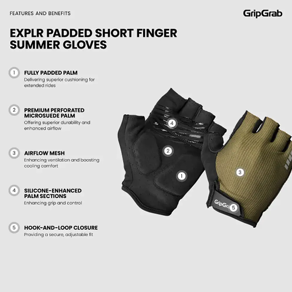 GripGrab EXPLR RC Max Padded Zomer Fietshandschoenen Olijfgroen