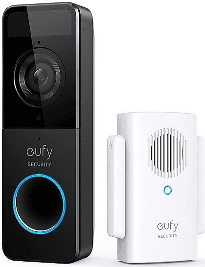 Eufy by Anker Videodeurbel + 2K Beveiligingscamera bundel - Zwart en wit-Pan & tilt - Voor binnen en buiten
