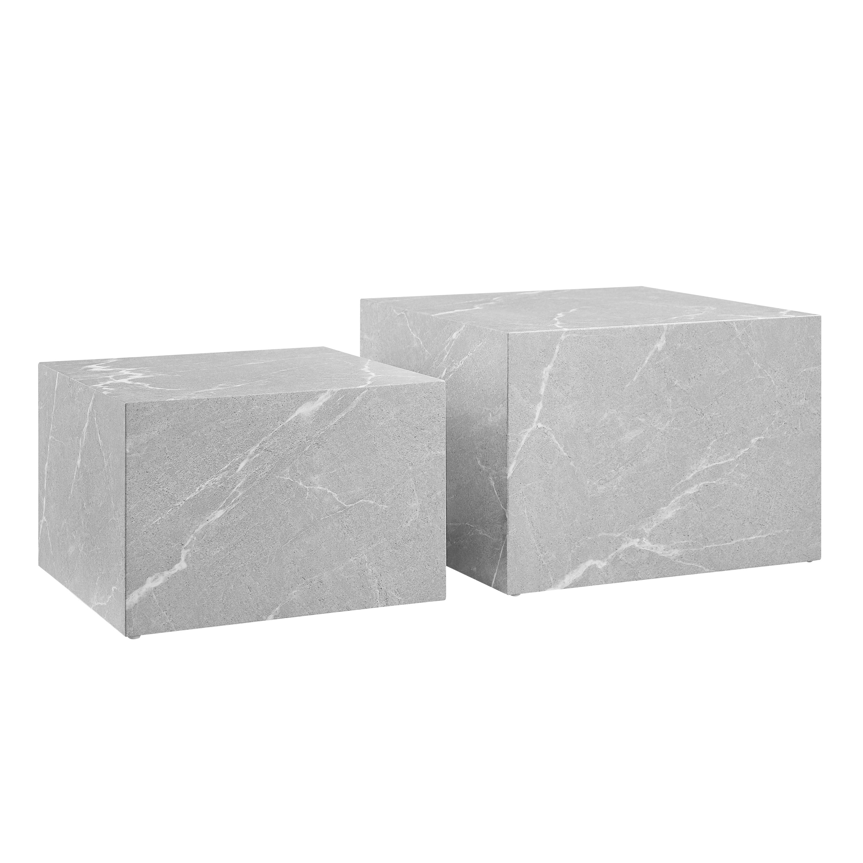 2er Set Couchtisch grau Marmor Optik Sofatisch Beistelltisch Wohnzimmer Tisch