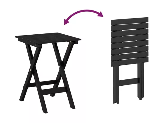 Chaise à bascule avec table pliable noir bois massif peuplier
