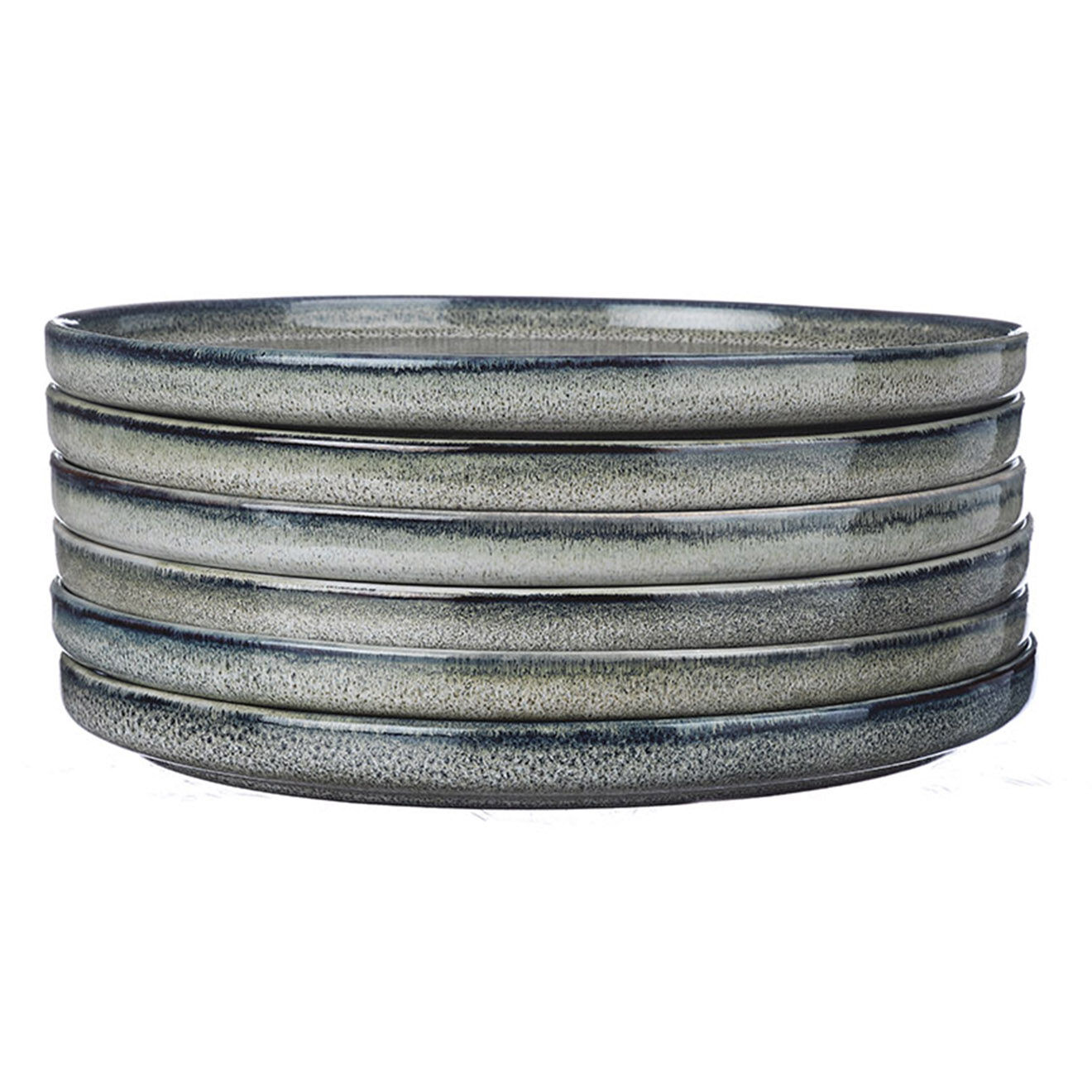 Bjorn 6 Assiettes en Grès dessert Zen gris/bleu - D.22 cm