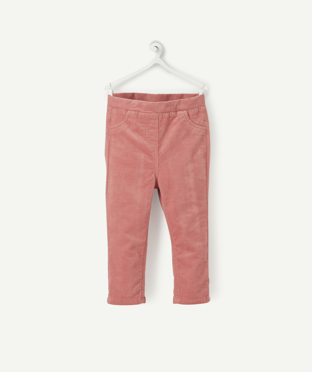 TREGGING EN VELOURS ROSE BÉBÉ FILLE